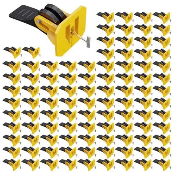 100Pc Tile Leveler Press Leveler Tile Laying Tool Set Wall Tile Positioning Adjuster Tile Tool Kit Can Be Reused - টাইল লেভেলার টুল সেট